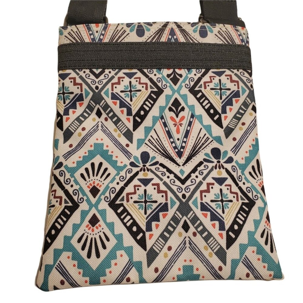 Dakine Cross Body Bag Shoulder Purse White Grey Teal Aztec Southwest 8"X10" - Picture 4 of 11